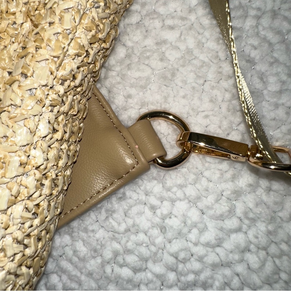 Urban Expressions straw woven crossbody sling bag adjustable strap zippers gold - Picture 3 of 15